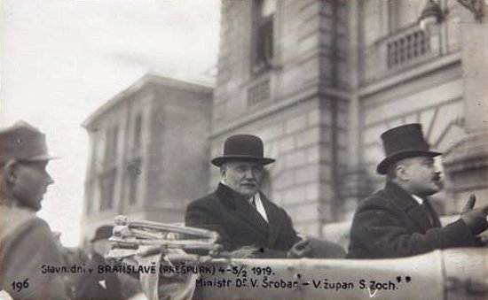 Vavro Šrobár teljhatalmú megbízott és Samuel Zoch zsupán Pozsonyban, 1919. február 4.